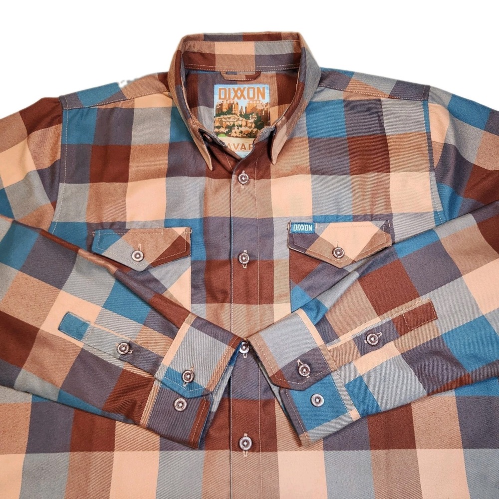 Dixxon Yavapai Flannel Shirt Men XL Tall XLT Brown Blue Plaid Southwest Sold Out